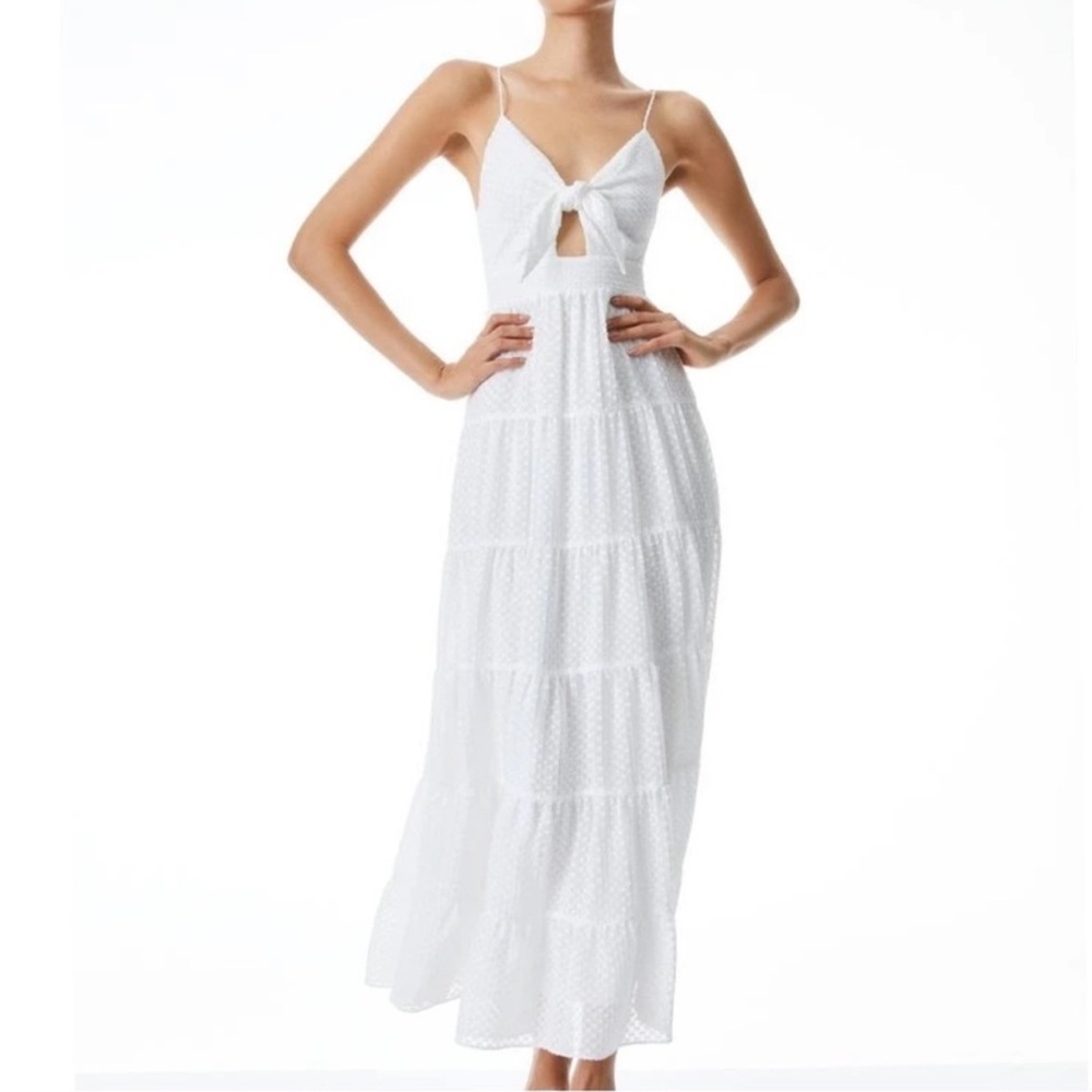 Alice + Olivia White Maxi Dress with Front Tie